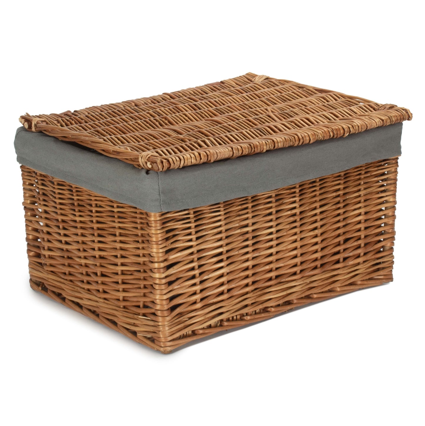 Extra Large Double Steamed Willow Storage Hamper with Grey Sage Lining