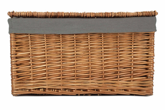 Extra Large Double Steamed Willow Storage Hamper with Grey Sage Lining