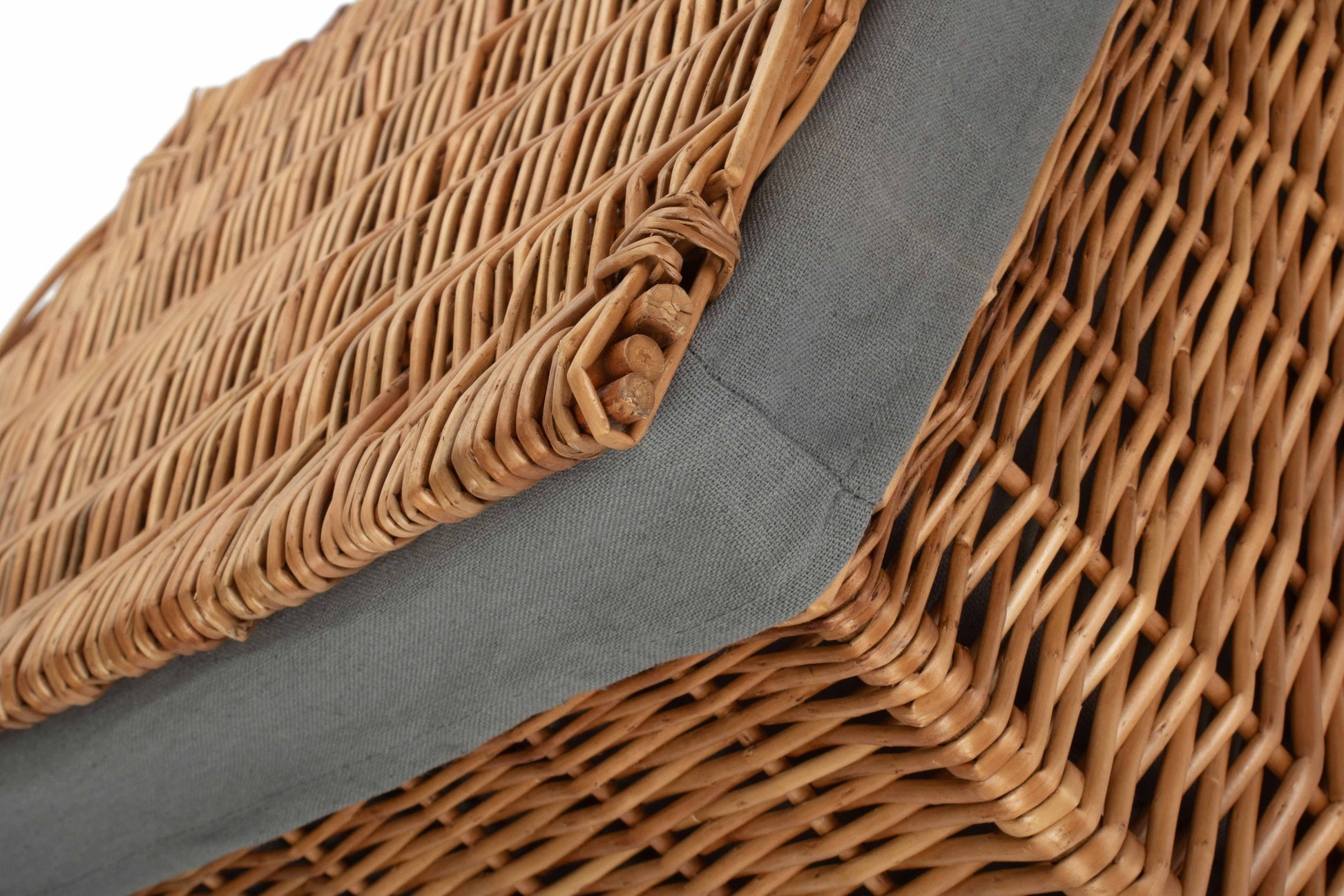 Extra Large Double Steamed Willow Storage Hamper with Grey Sage Lining