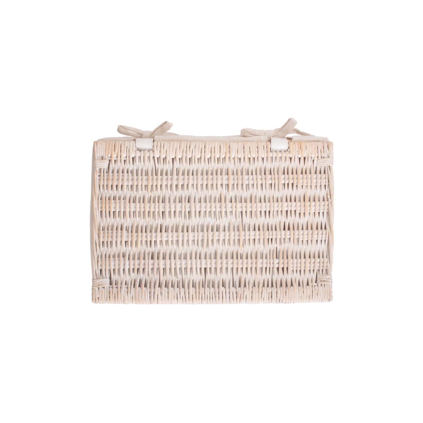 Medium White Wash Finish Willow Storage Hamper with White Lining