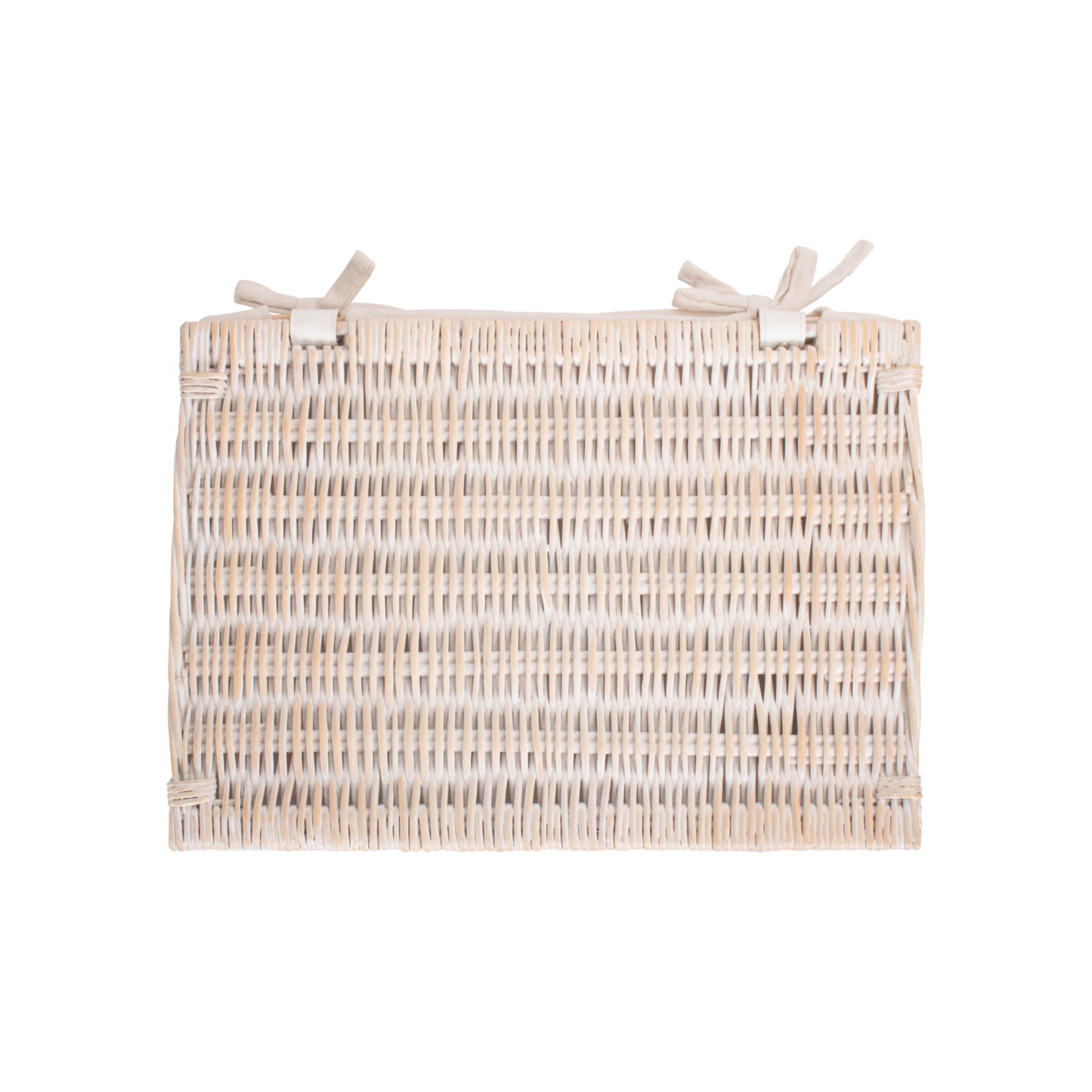 Large White Wash Finish Willow Storage Hamper with White Lining