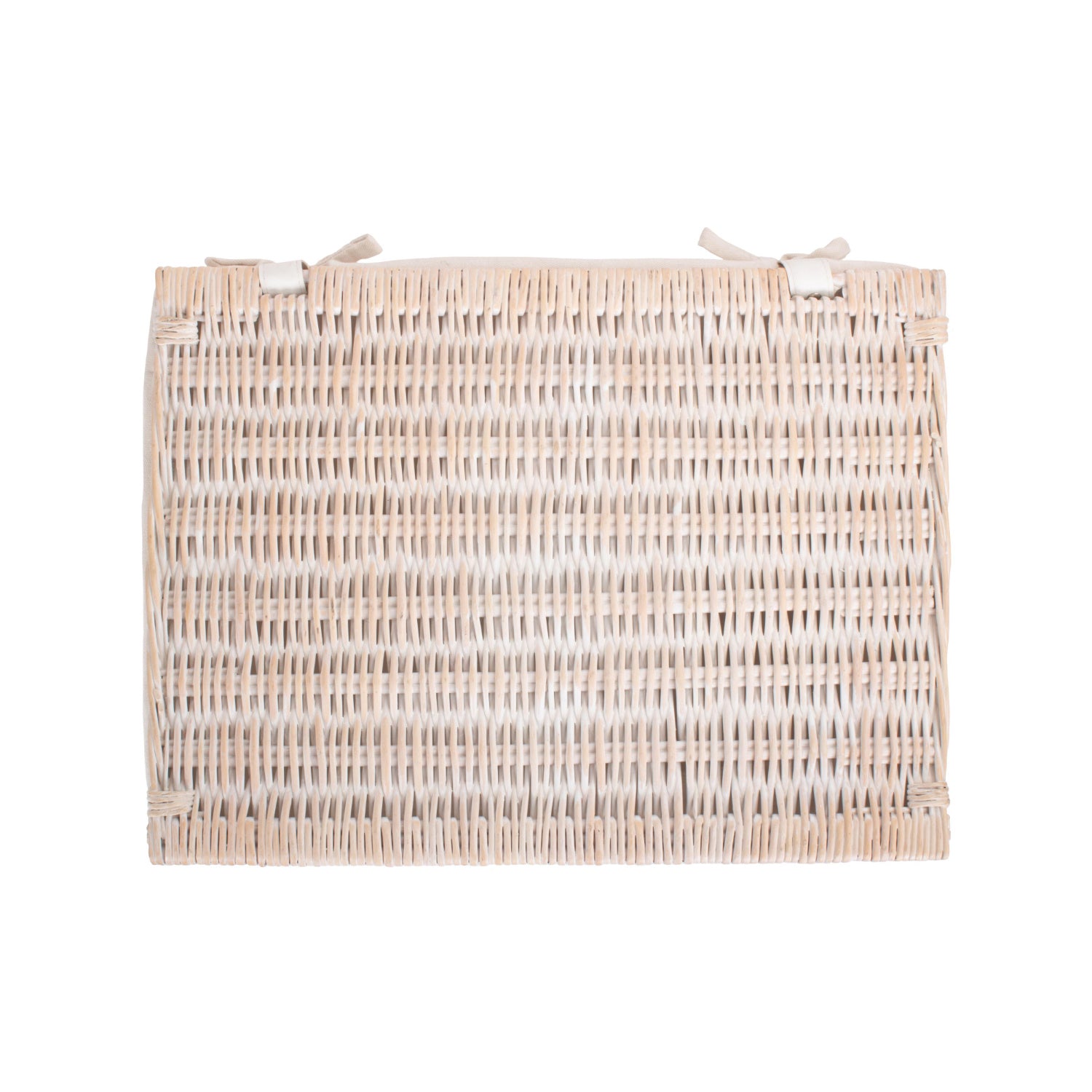 Extra Large White Wash Finish Willow Storage Hamper with White Lining