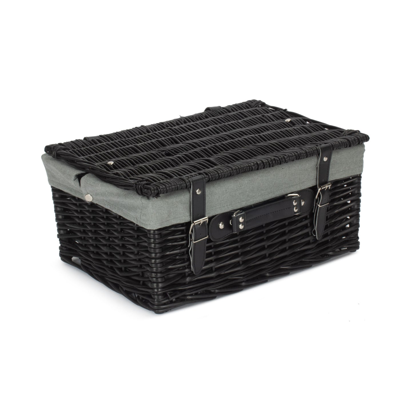 16 Inch Black Willow Hamper with Grey Sage Lining