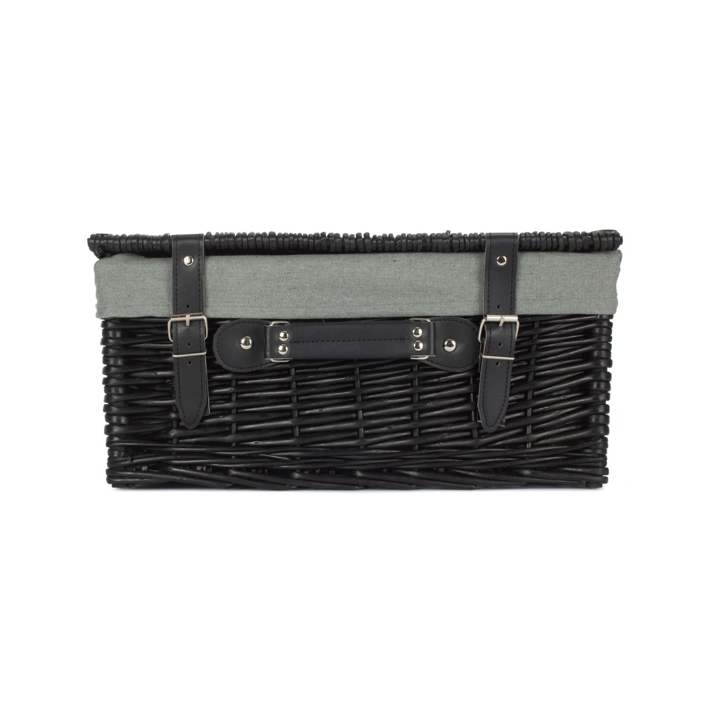 16 Inch Black Willow Hamper with Grey Sage Lining