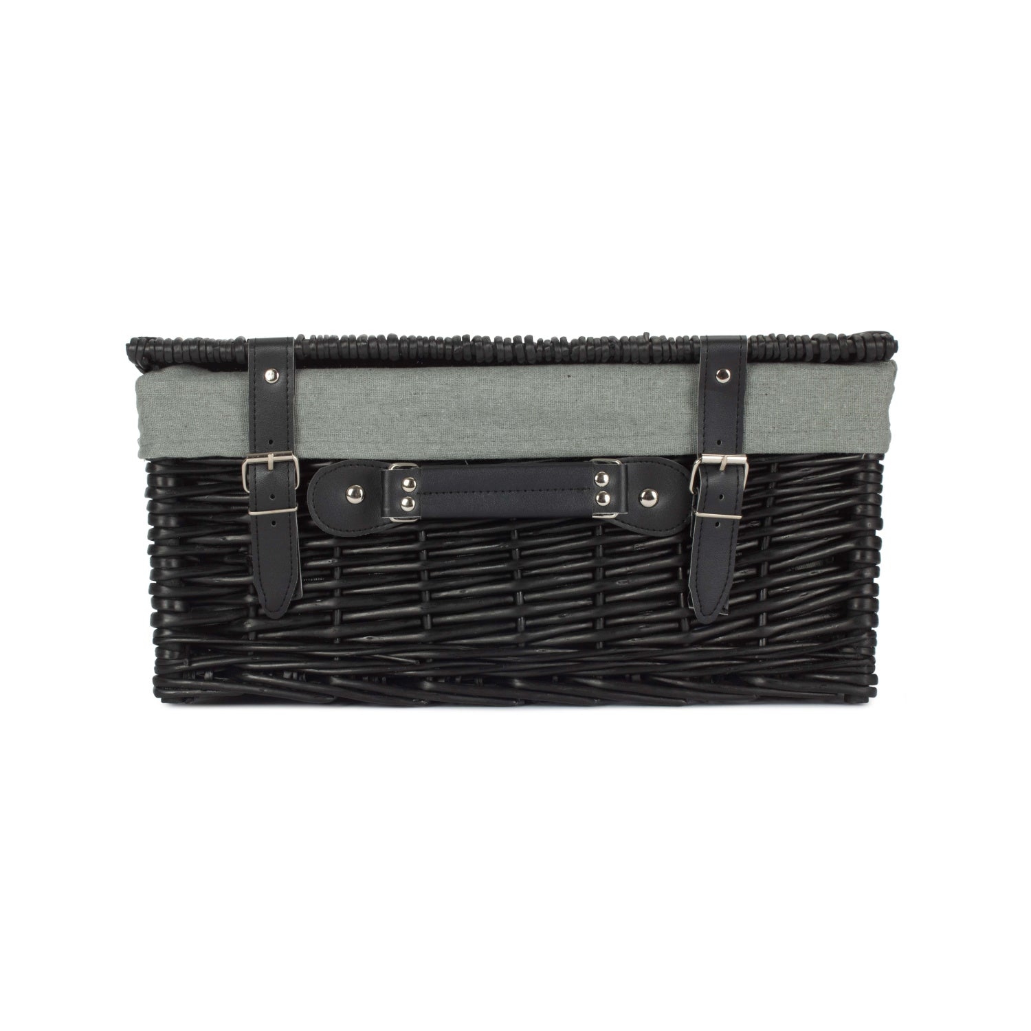 16 Inch Black Willow Hamper with Grey Sage Lining