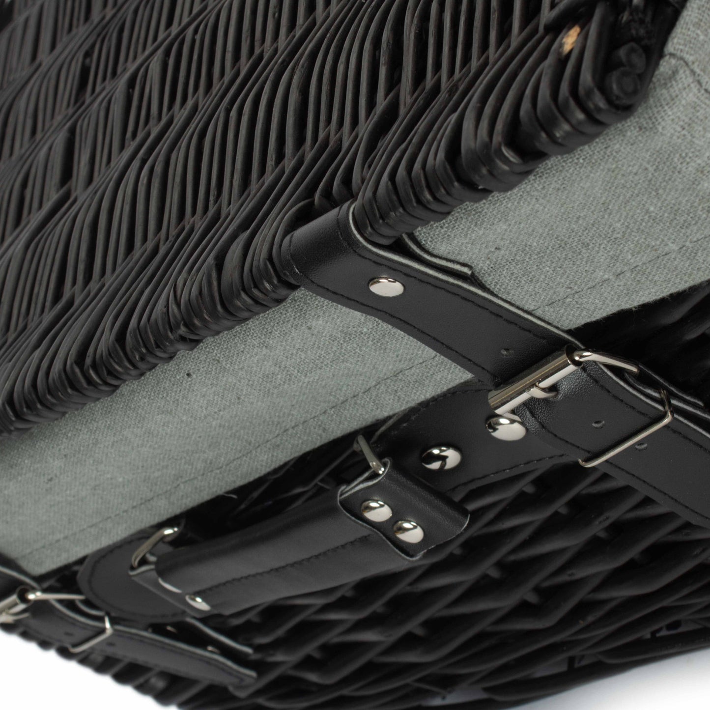 16 Inch Black Willow Hamper with Grey Sage Lining
