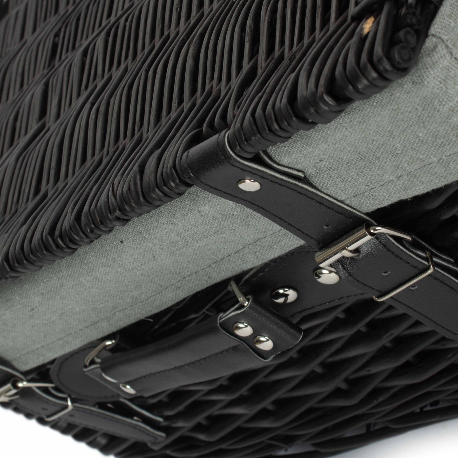 16 Inch Black Willow Hamper with Grey Sage Lining