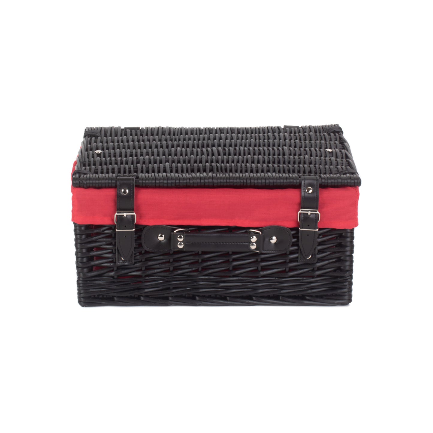 16 Inch Black Willow Hamper with Red Lining