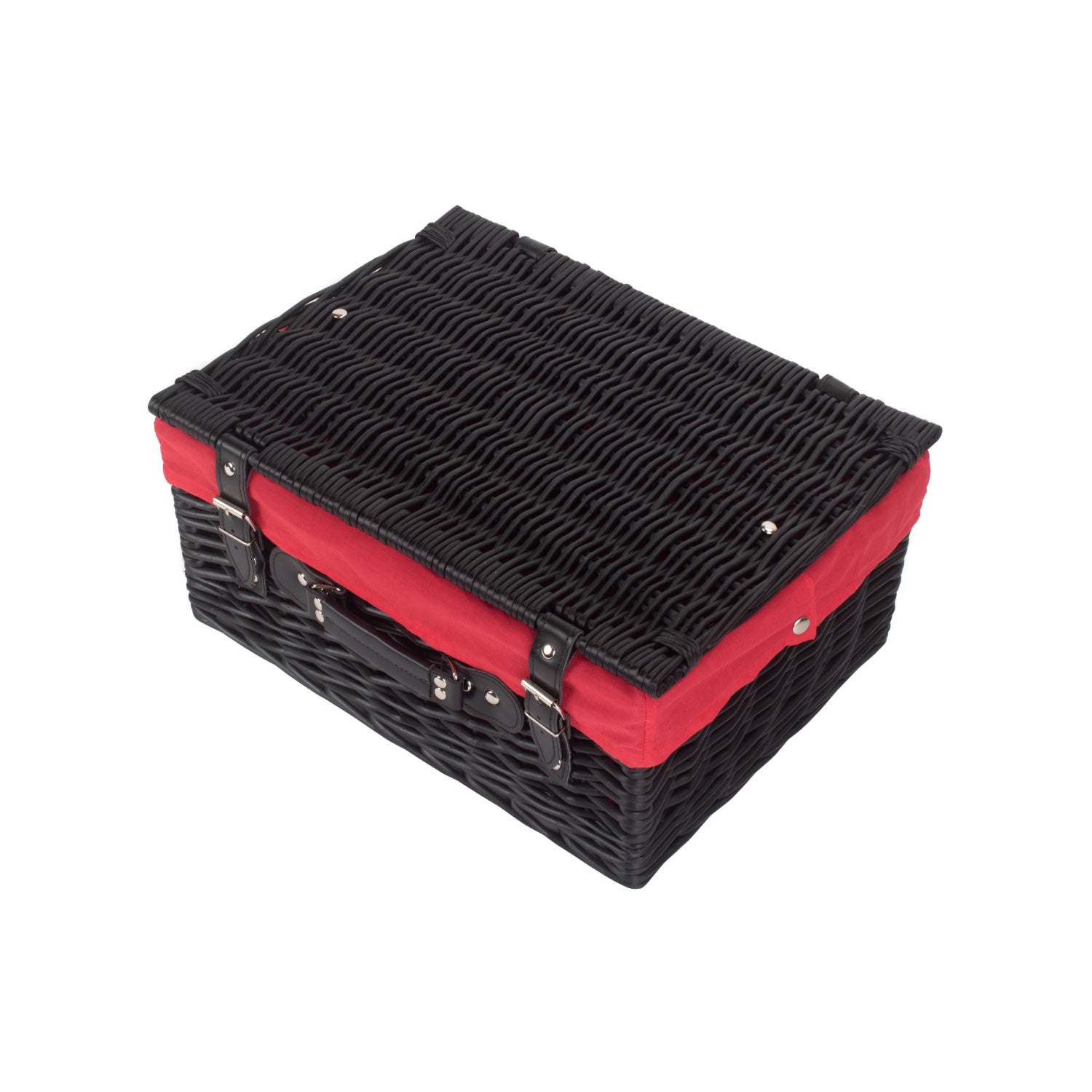 16 Inch Black Willow Hamper with Red Lining