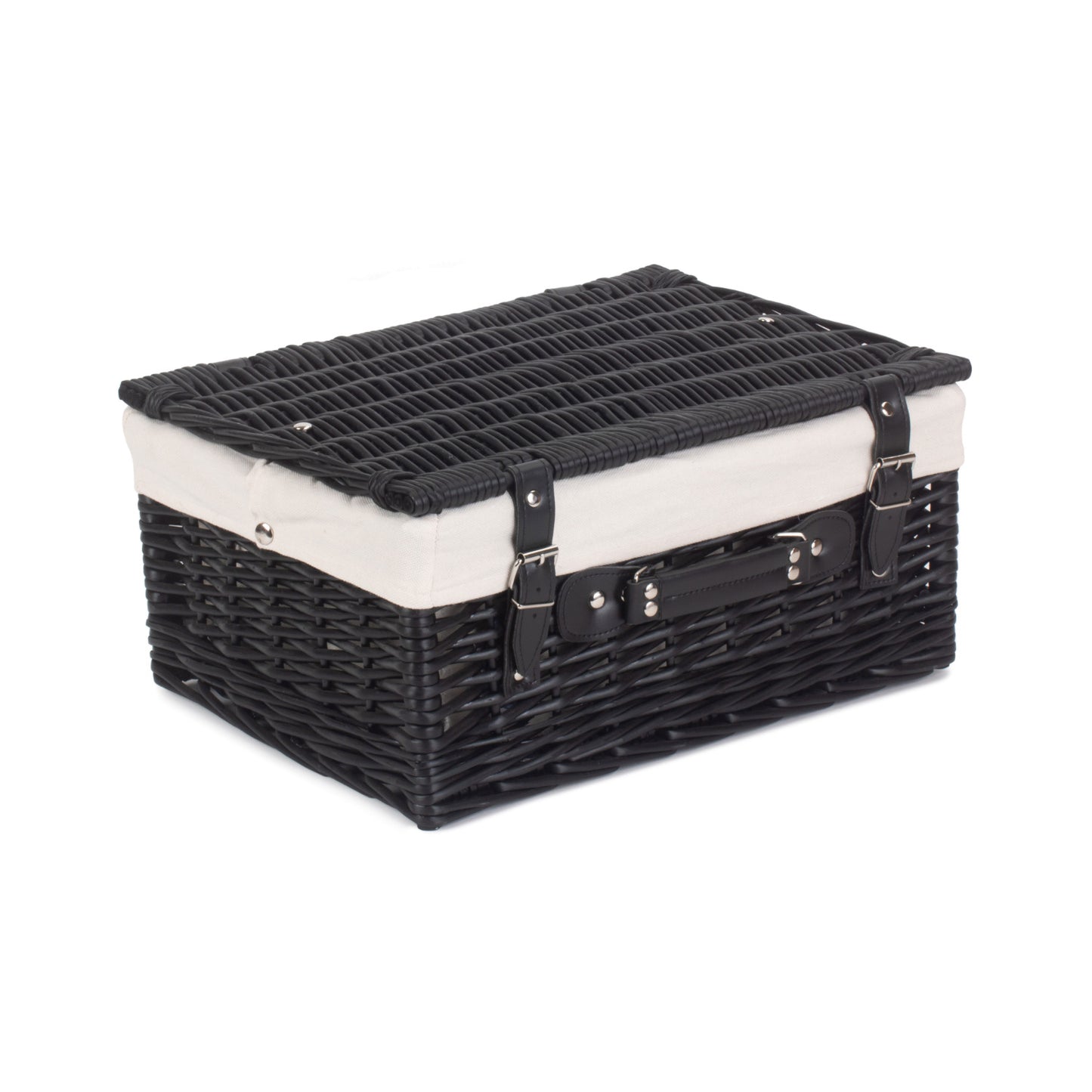 16 Inch Black Willow Hamper with White Lining