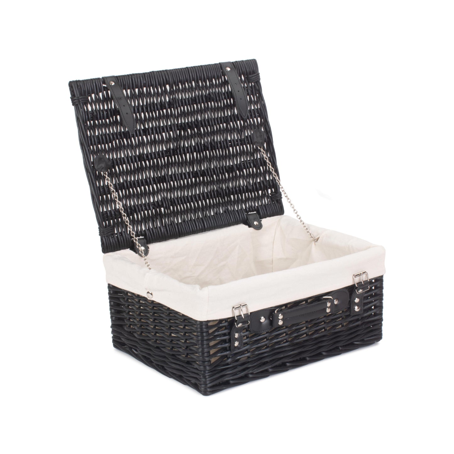 16 Inch Black Willow Hamper with White Lining