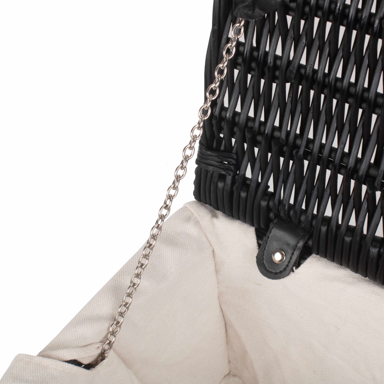 16 Inch Black Willow Hamper with White Lining