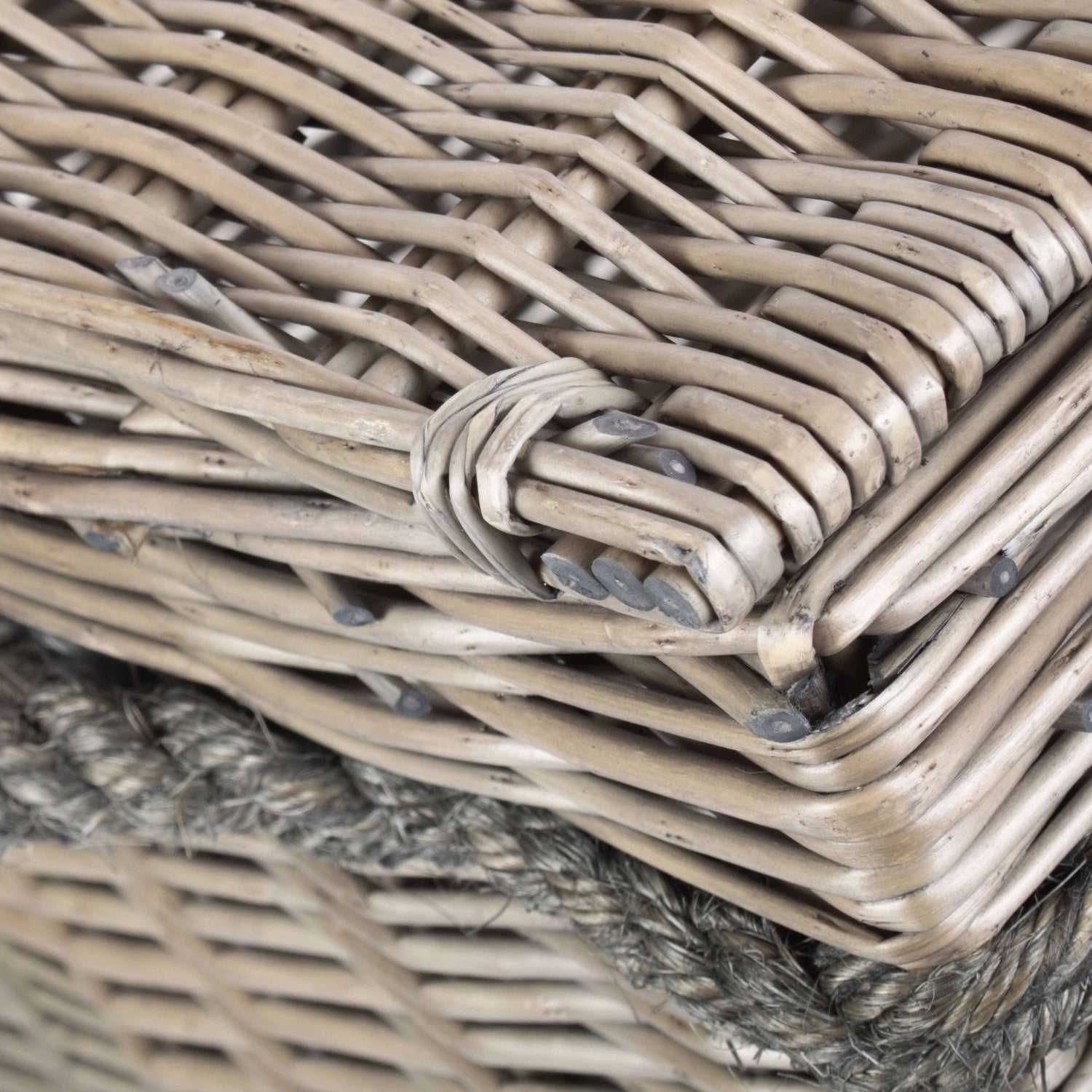 23 Inch Antique Wash Willow Storage Hamper with Rope Handles