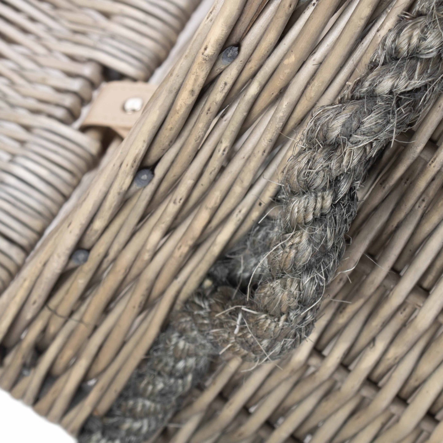 23 Inch Antique Wash Willow Storage Hamper with Rope Handles