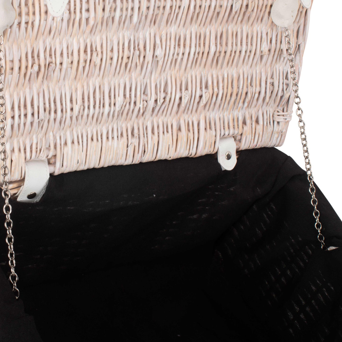 16 Inch White Wash Willow Hamper with Black Lining
