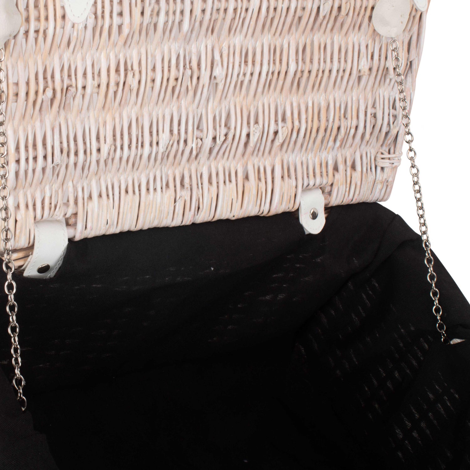 16 Inch White Wash Willow Hamper with Black Lining