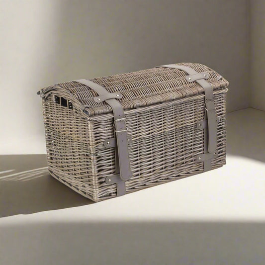 Small Antique Wash Willow Domed Storage Hamper