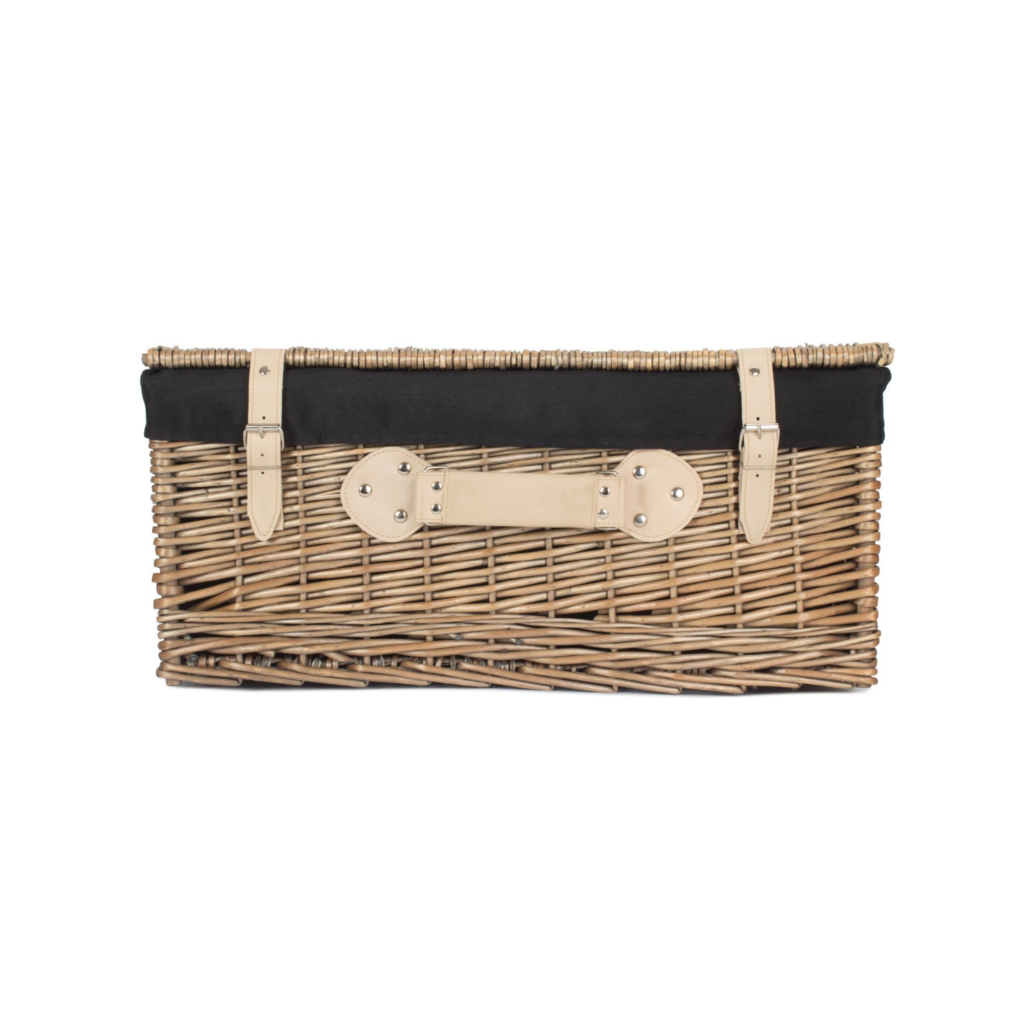 22 Inch Antique Wash Willow Hamper with Black Lining