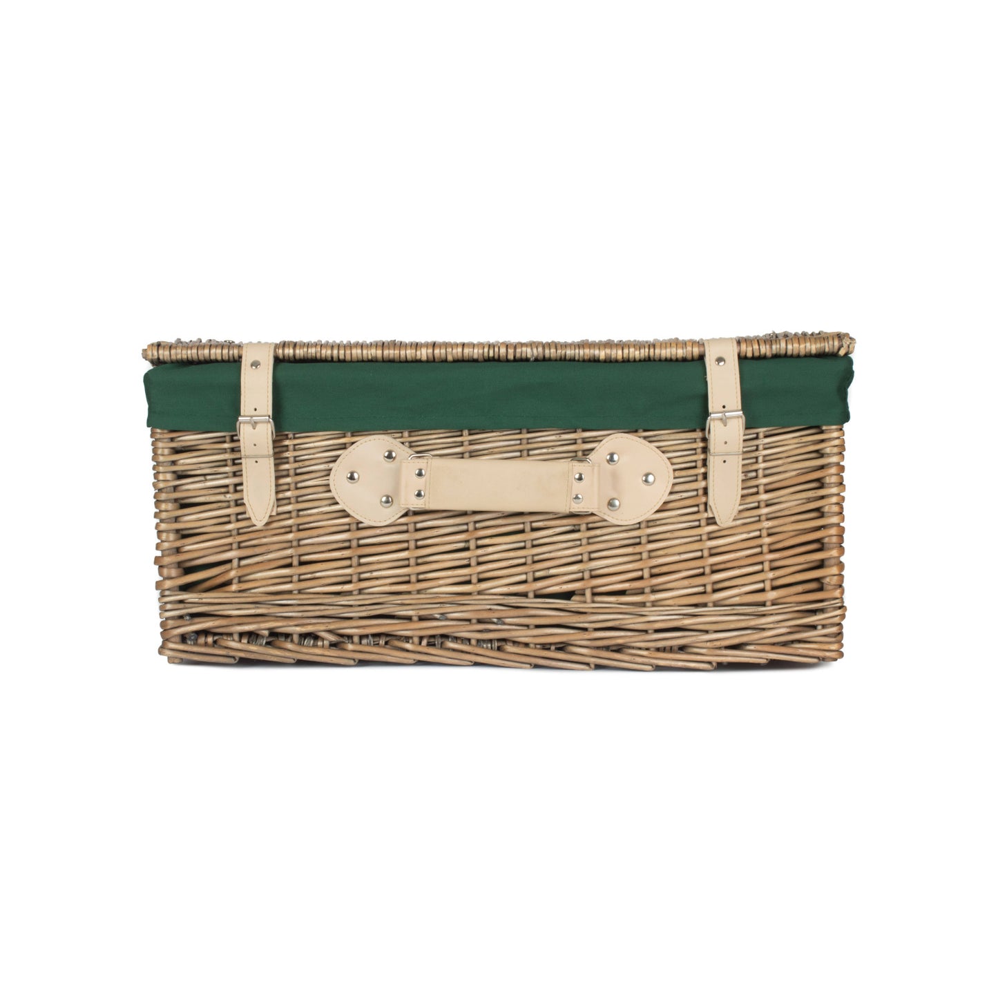 22 Inch Antique Wash Willow Hamper with Green Lining