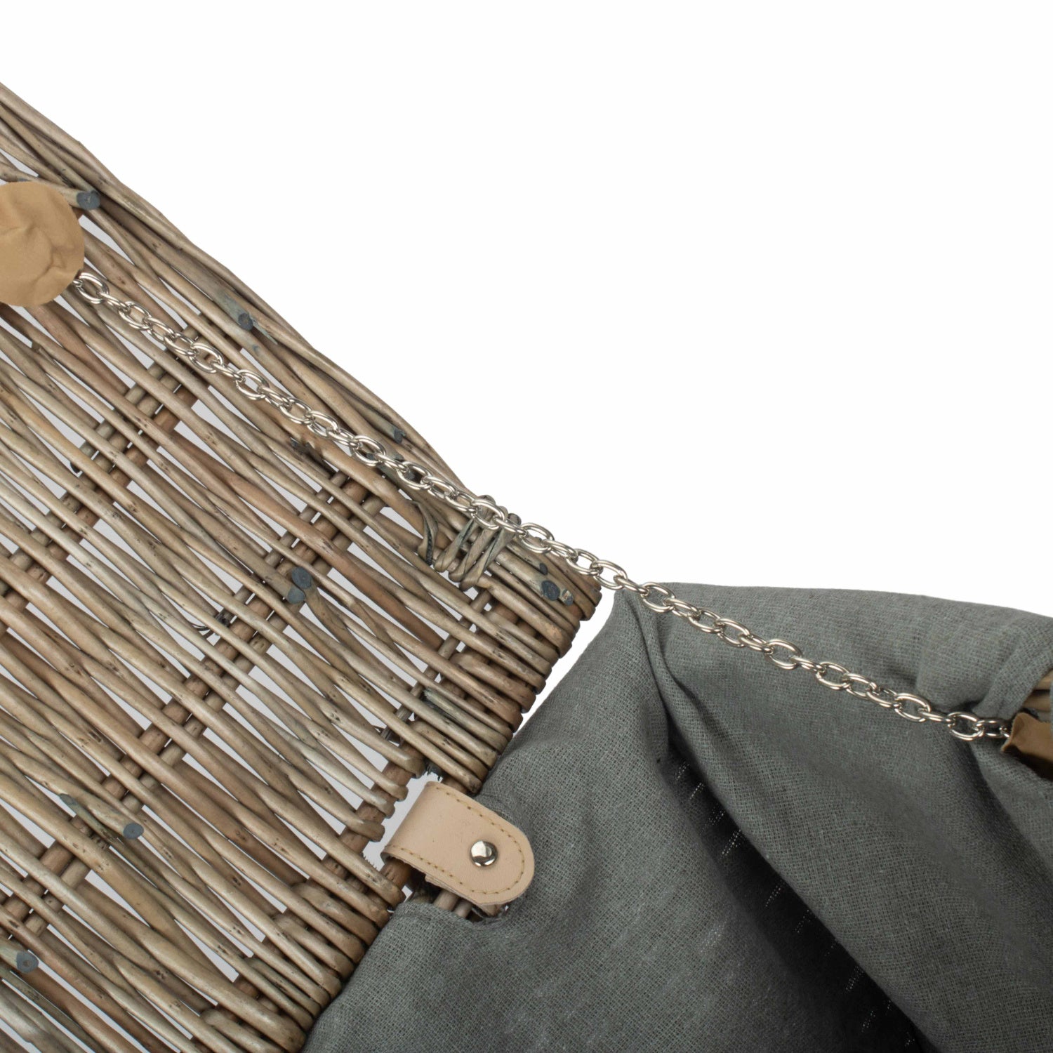 22 Inch Antique Wash Willow Hamper with Grey Sage Lining