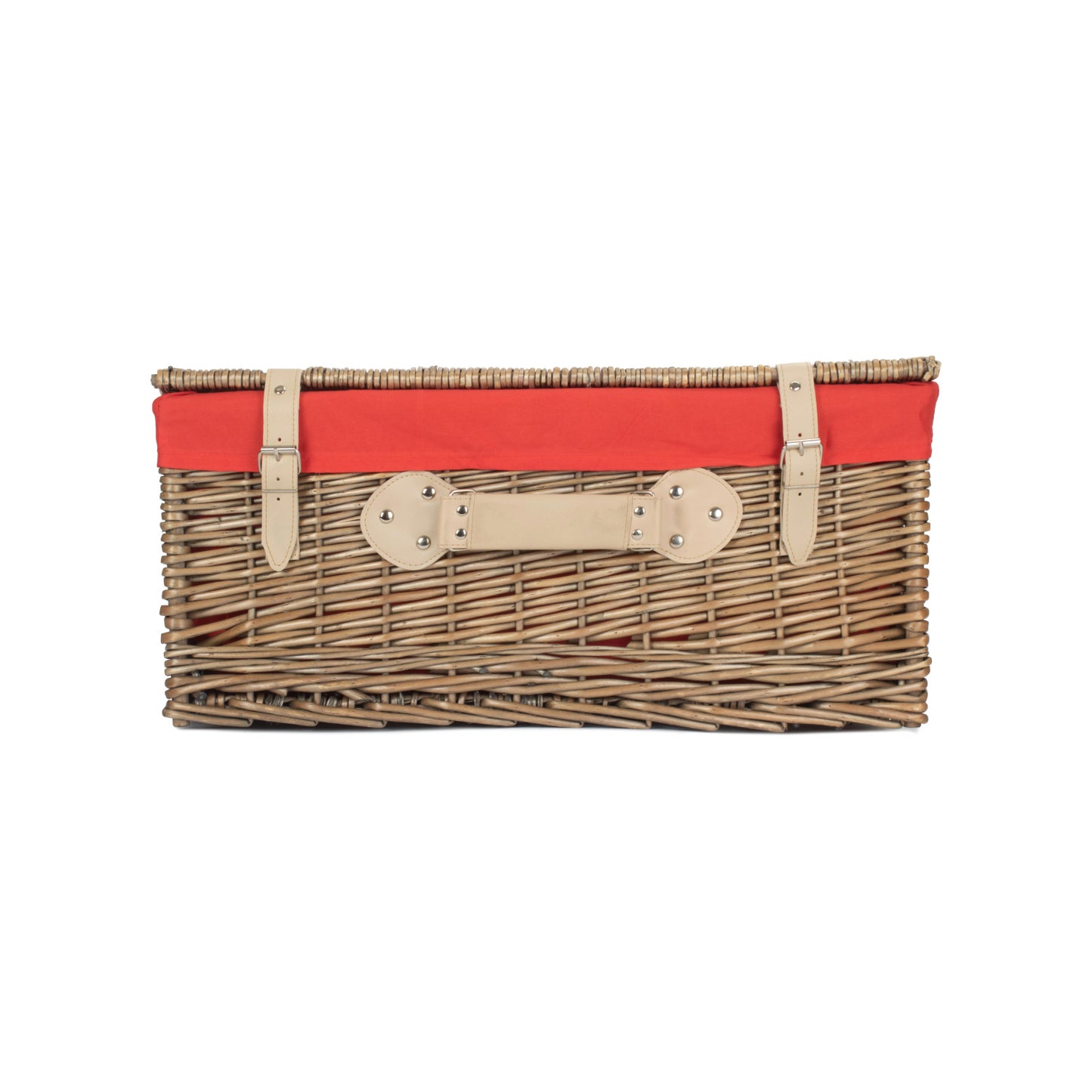 22 Inch Antique Wash Willow Hamper with Red Lining