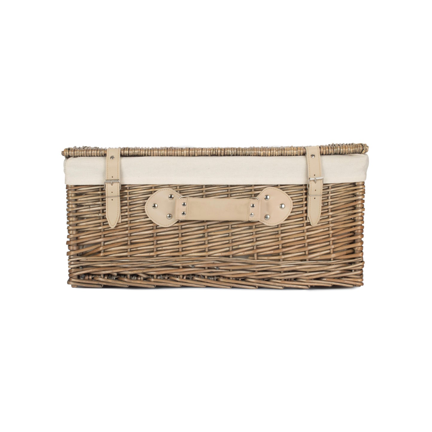 22 Inch Antique Wash Willow Hamper with White Lining