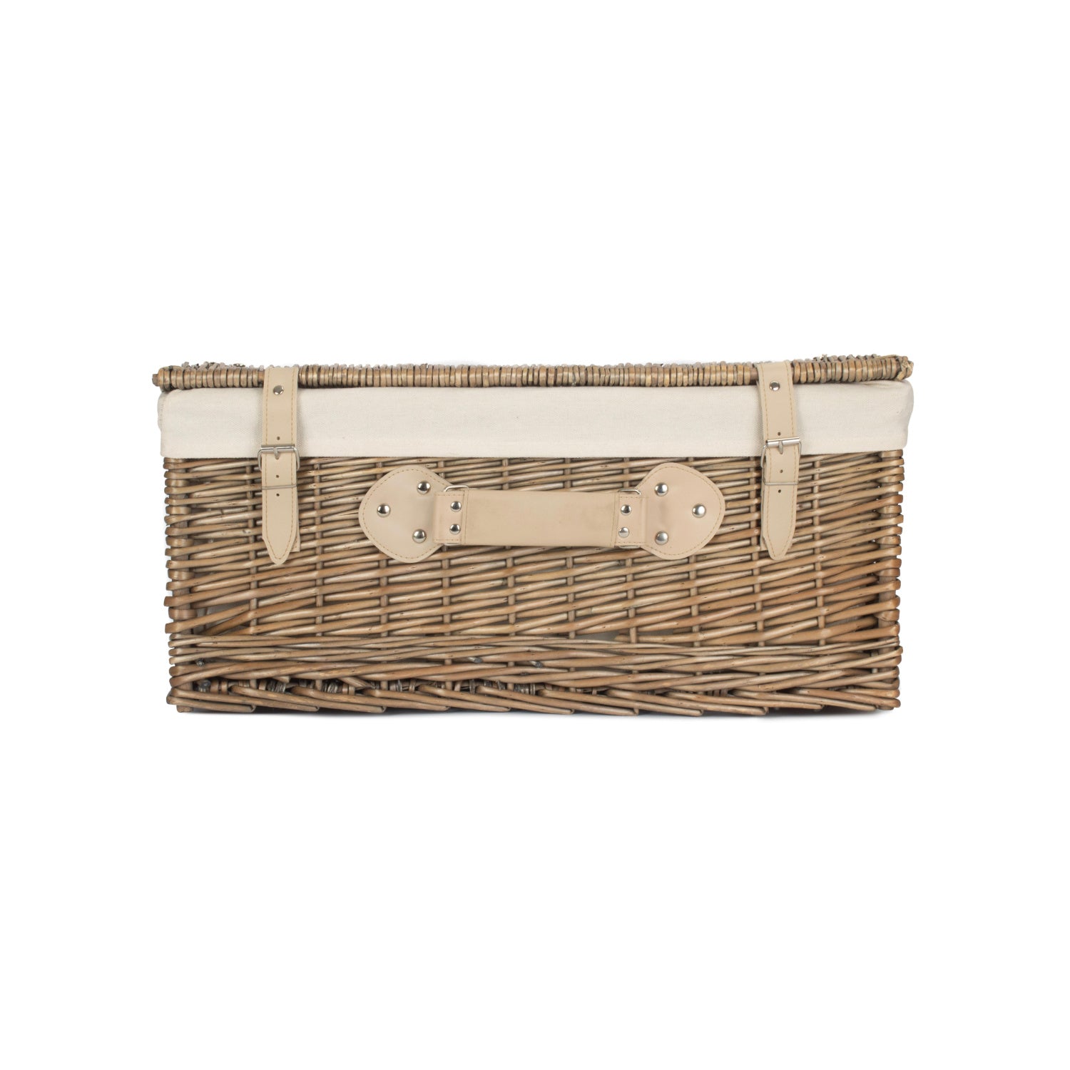 22 Inch Antique Wash Willow Hamper with White Lining