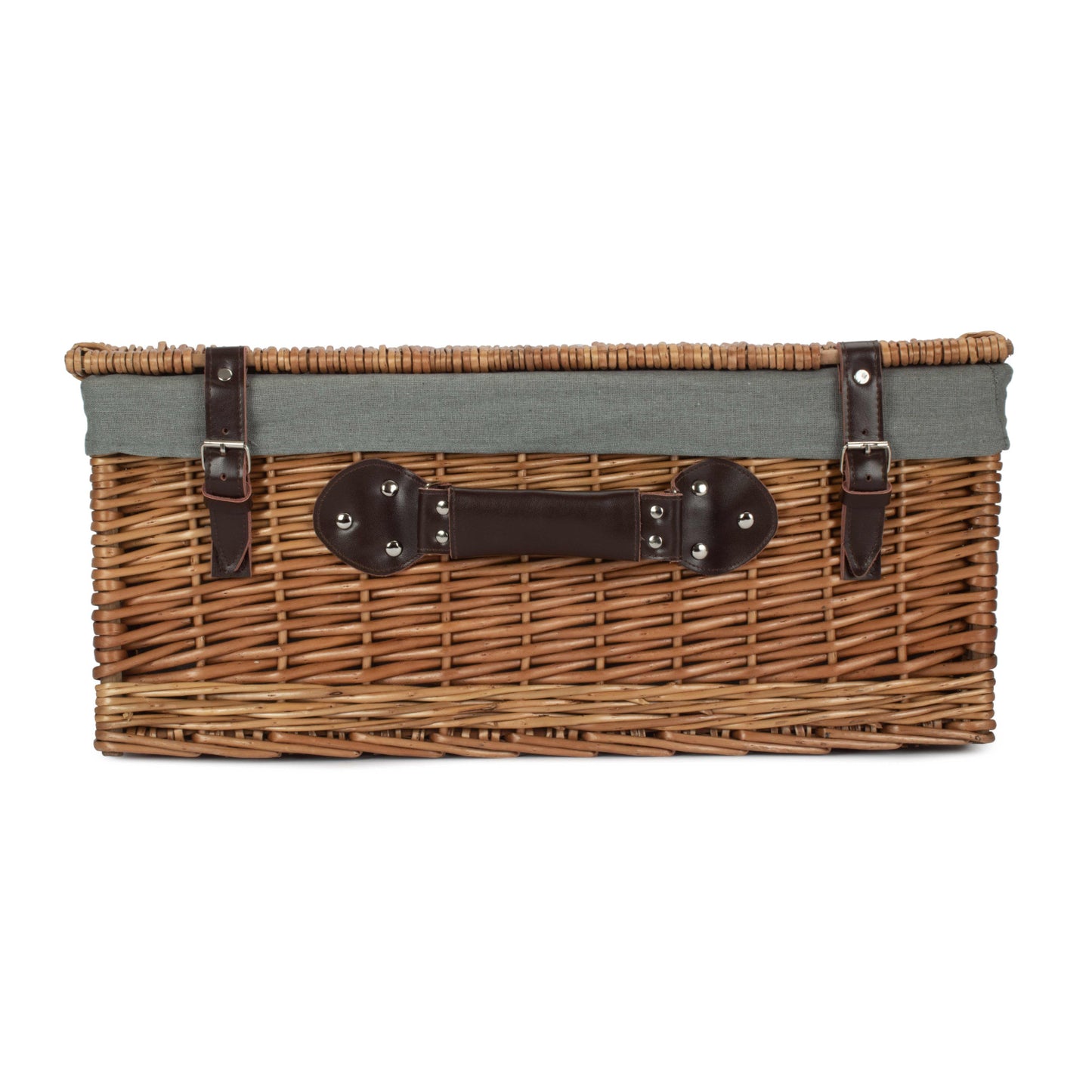 22 Inch Double Steamed Willow Hamper with Grey Sage Lining