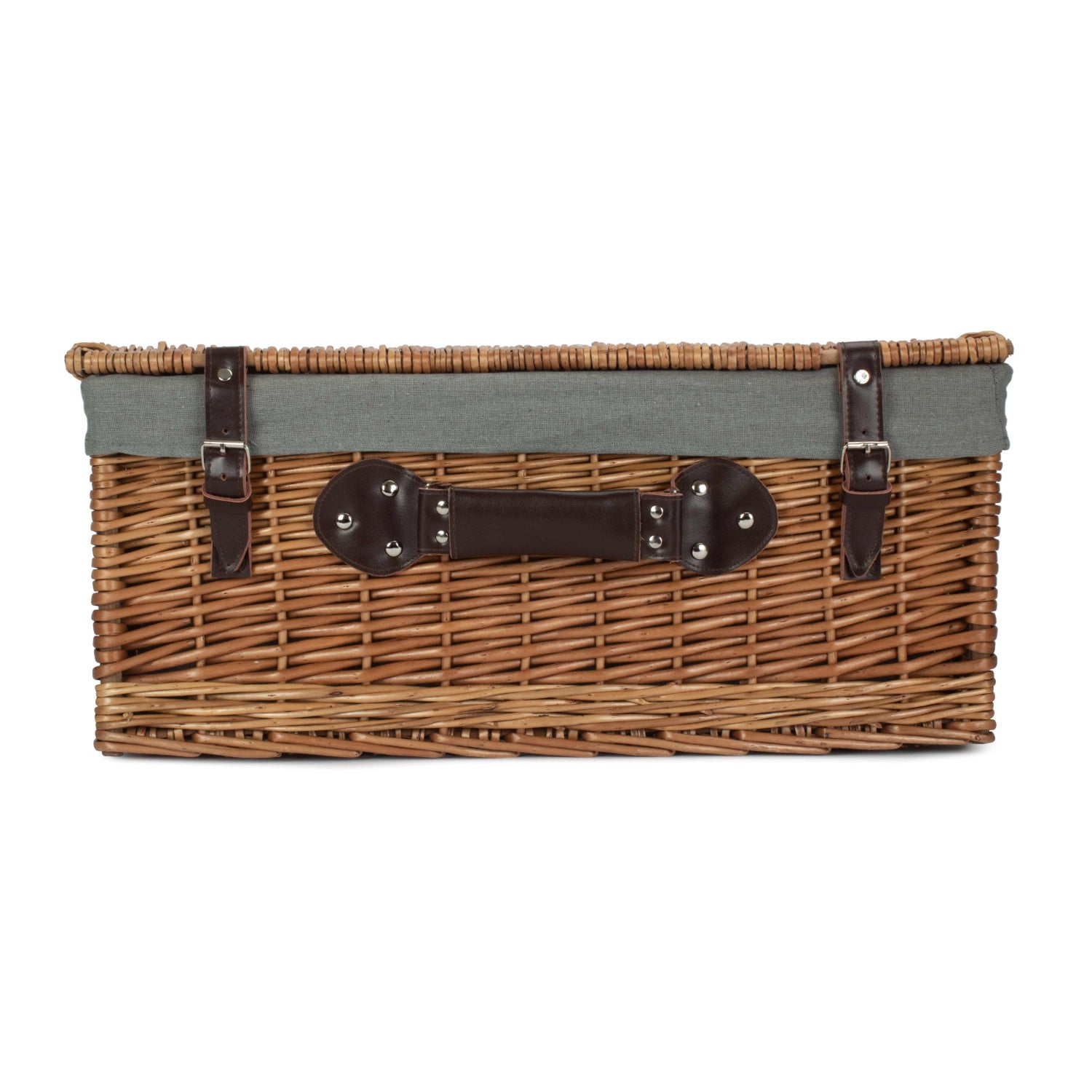 22 Inch Double Steamed Willow Hamper with Grey Sage Lining