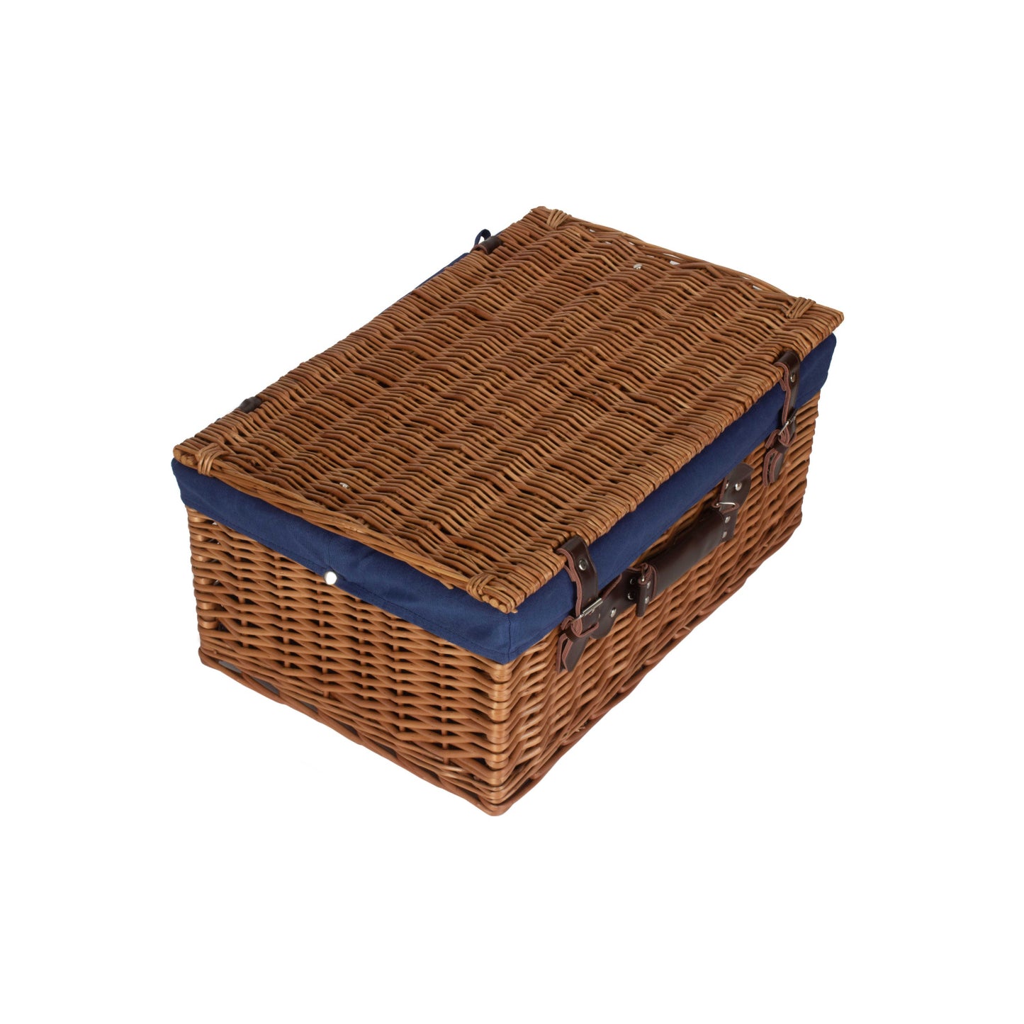 22 Inch Double Steamed Willow Hamper with Navy Blue Lining