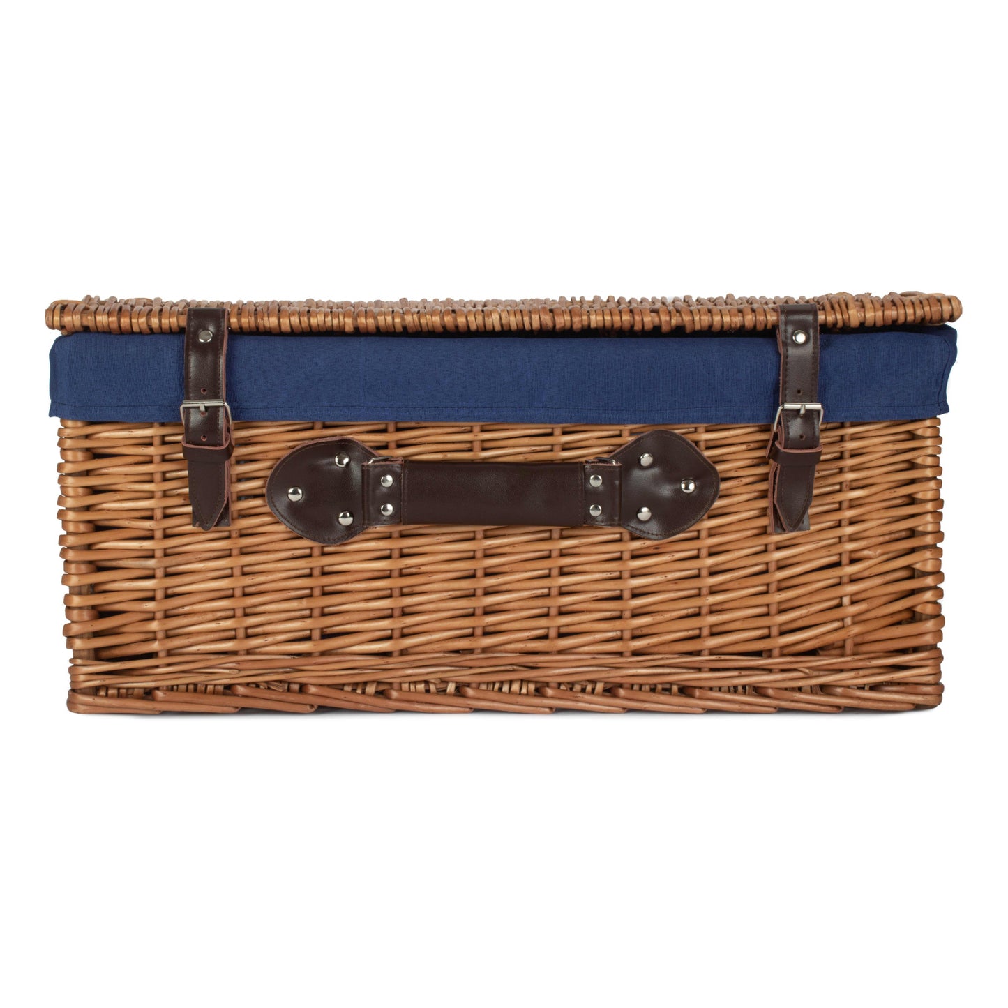 22 Inch Double Steamed Willow Hamper with Navy Blue Lining