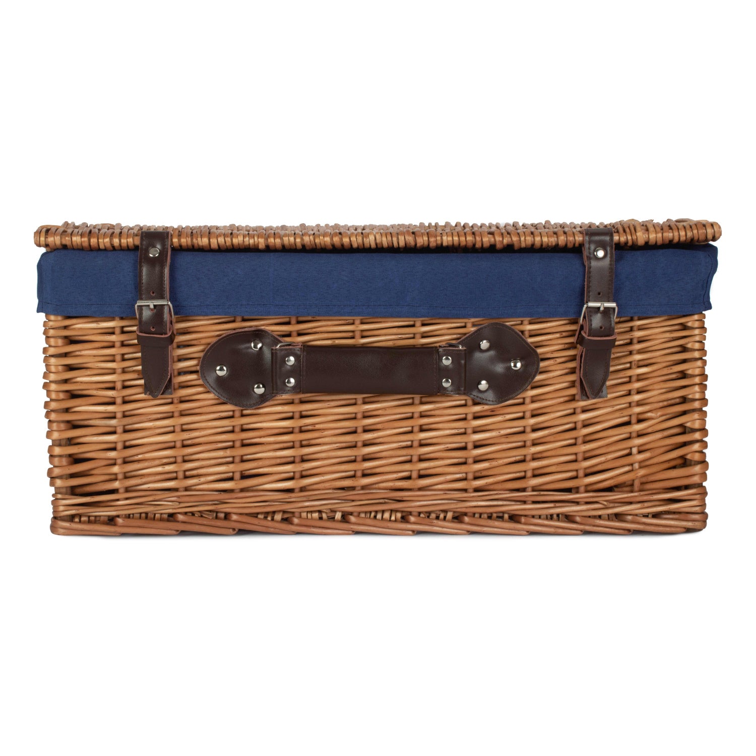 22 Inch Double Steamed Willow Hamper with Navy Blue Lining