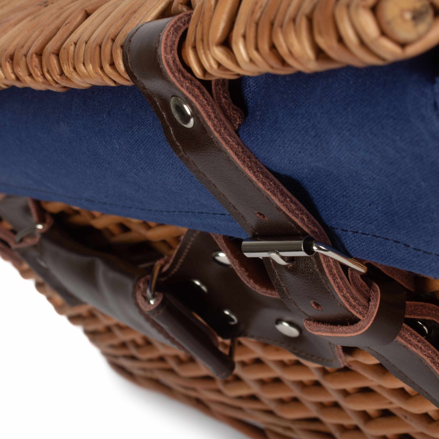 22 Inch Double Steamed Willow Hamper with Navy Blue Lining