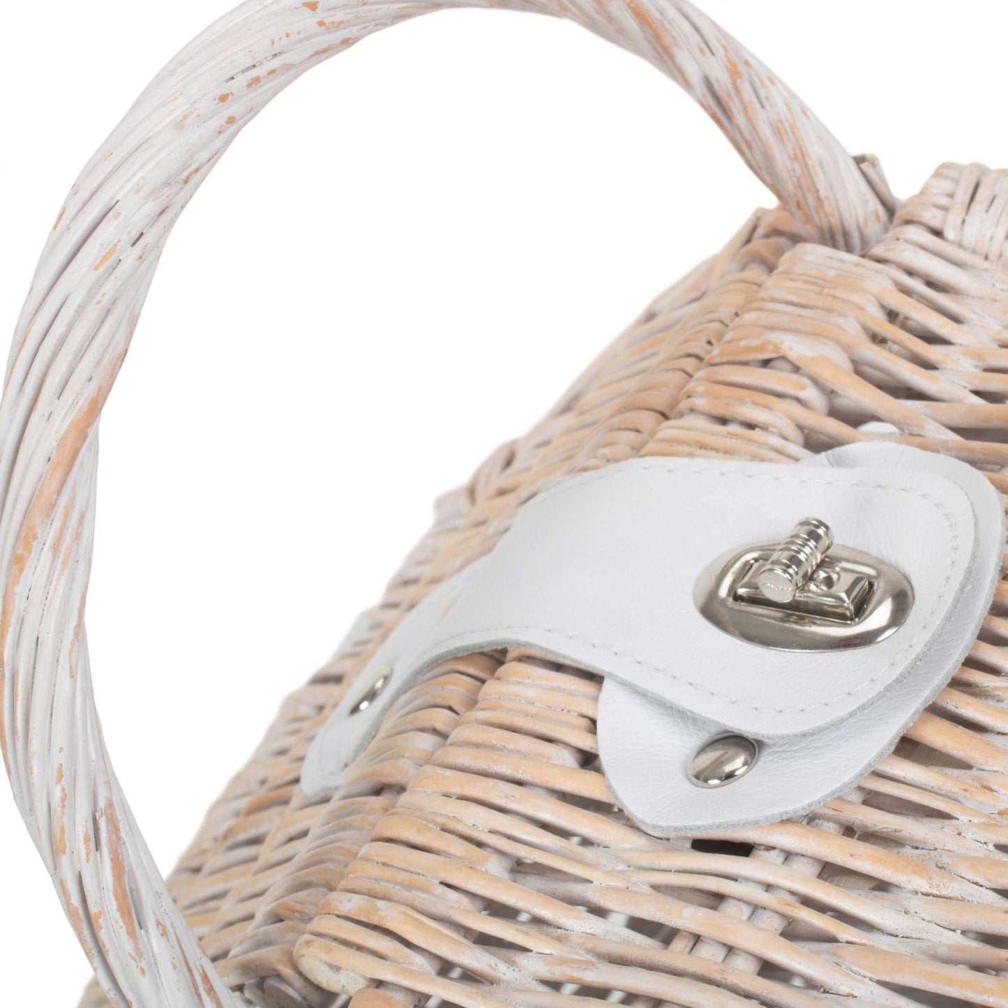 Small White Wash Willow Elegant Picnic Hamper Basket