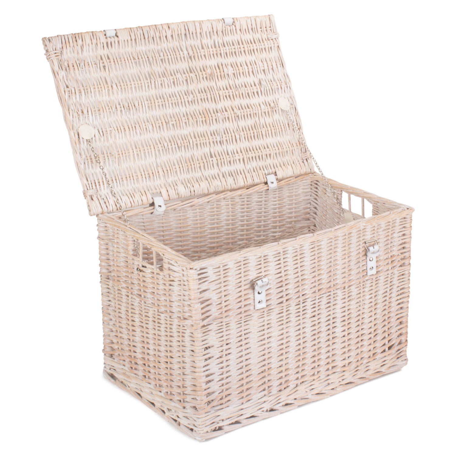 24 Inch White Wash Willow Chest Hamper