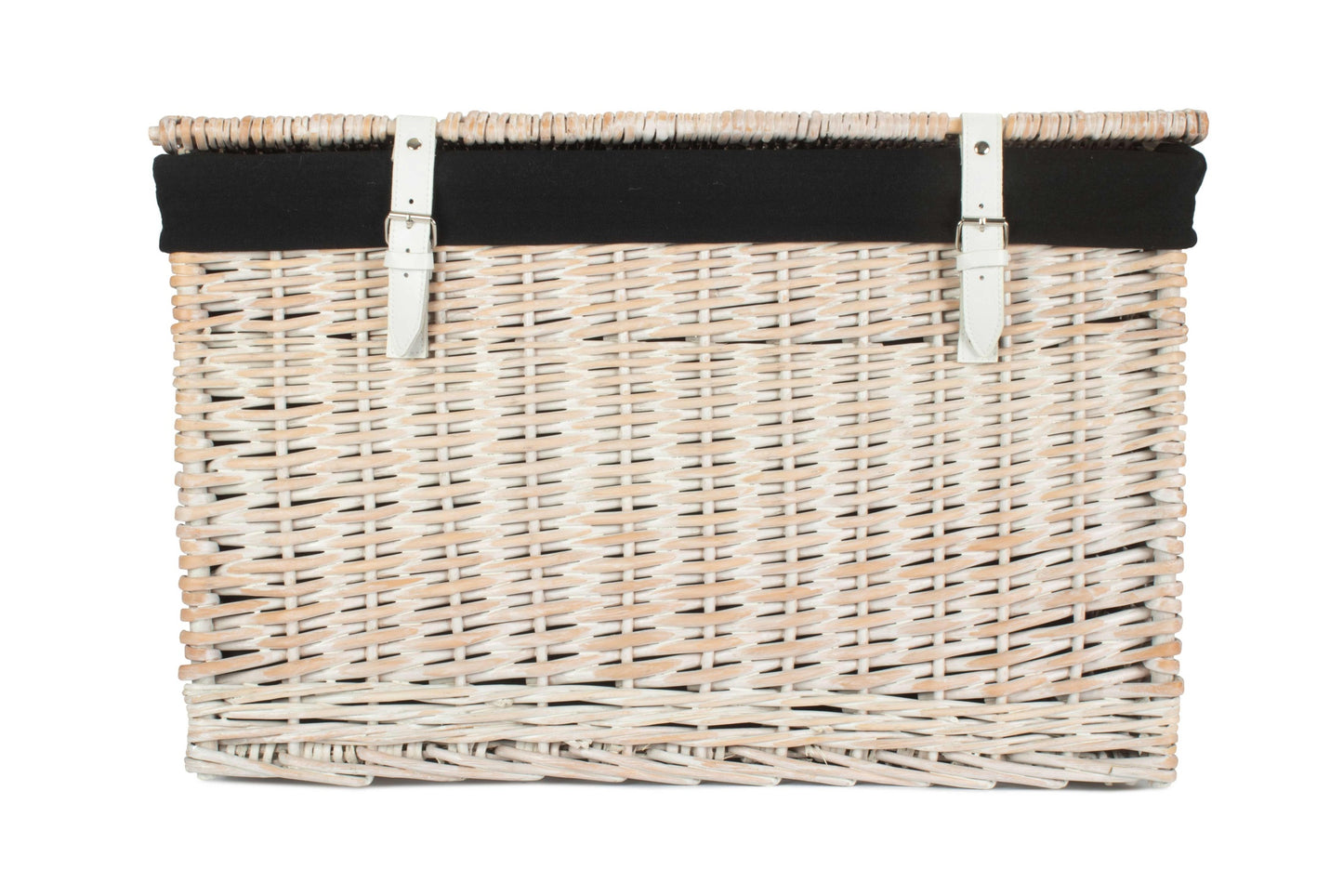 24 Inch White Wash Willow Chest Hamper with Black Lining
