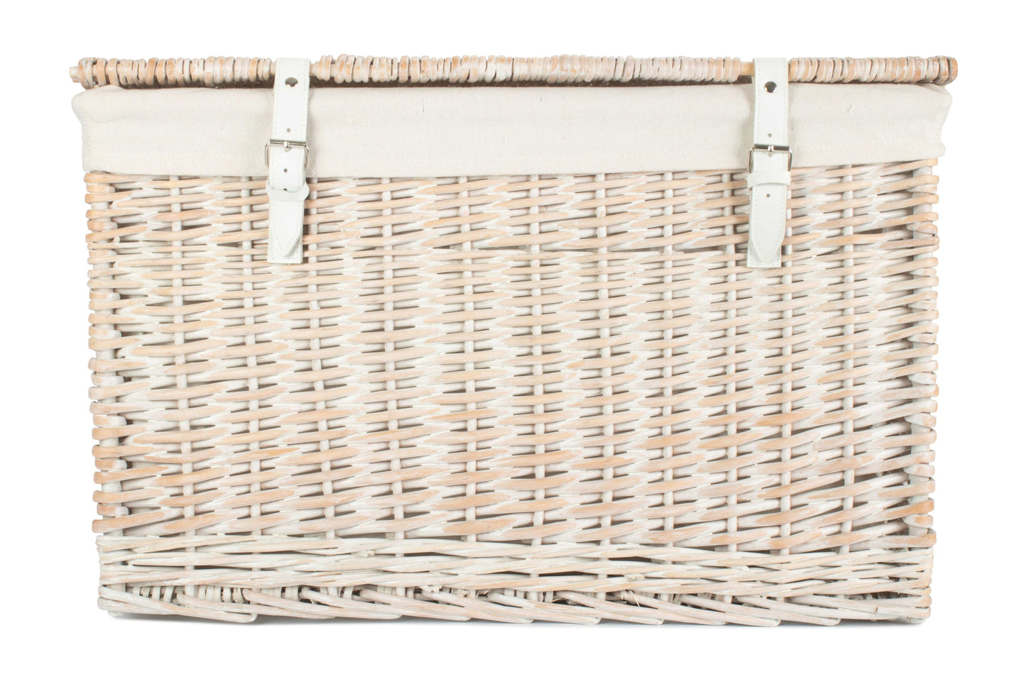 24 Inch White Wash Willow Chest Hamper with White Lining