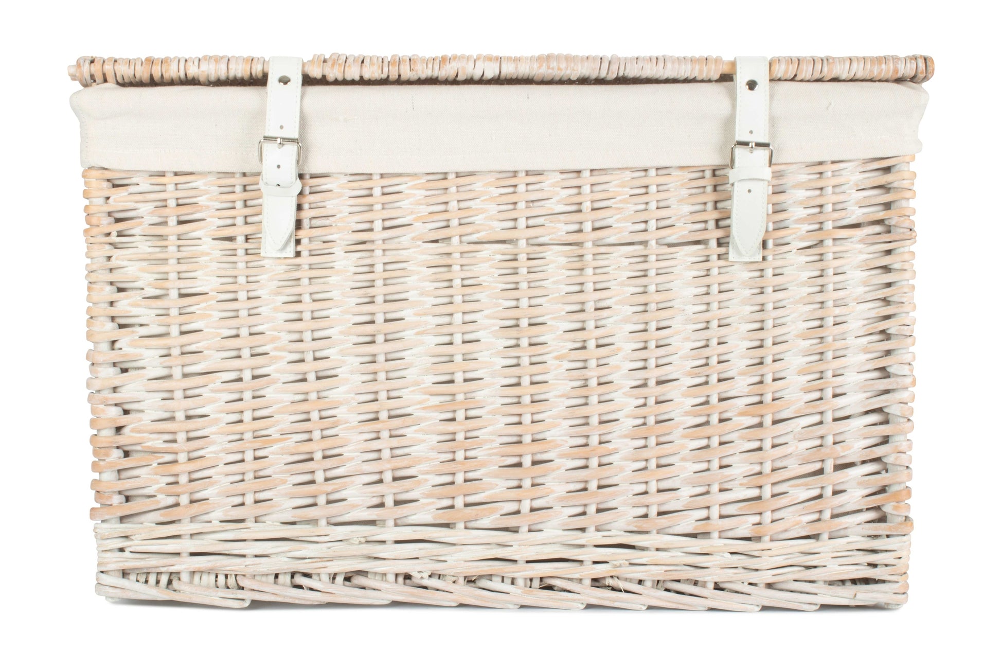 24 Inch White Wash Willow Chest Hamper with White Lining