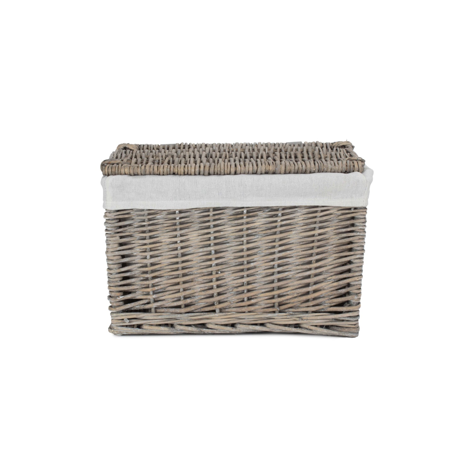 14 Inch Grey Wash Willow Storage Hamper