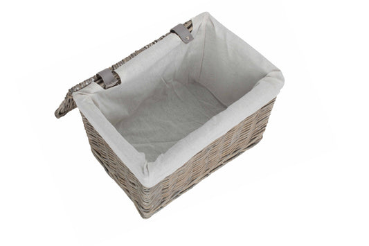 14 Inch Grey Wash Willow Storage Hamper