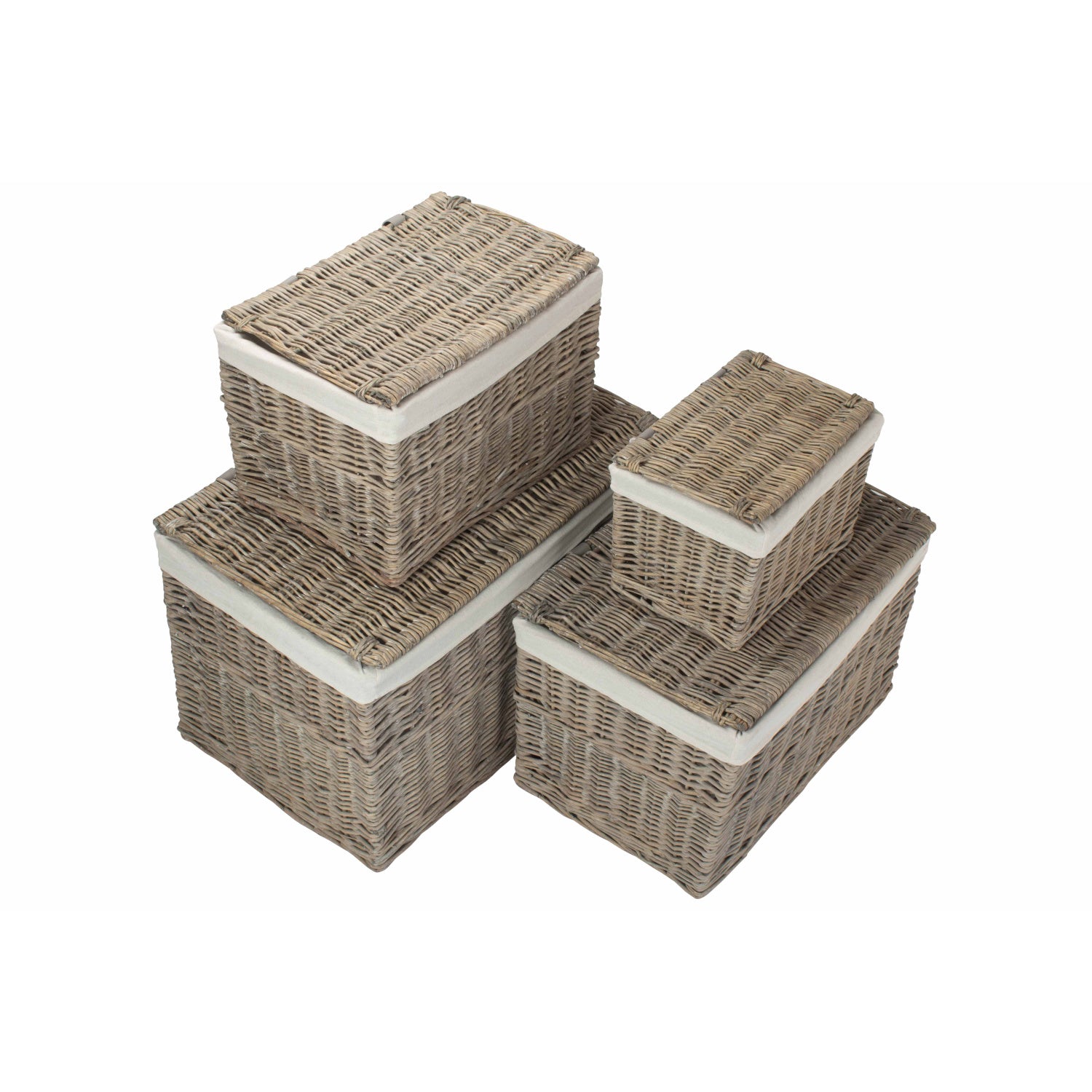 Set 4 Grey Wash Willow Storage Hampers