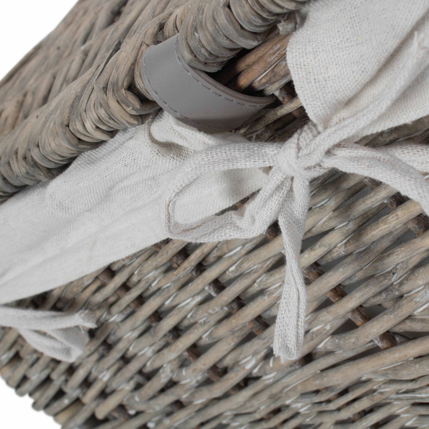 19 Inch Grey Wash Willow Storage Hamper