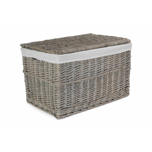24 Inch Grey Wash Willow Storage Hamper
