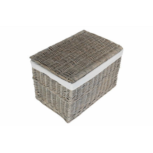 24 Inch Grey Wash Willow Storage Hamper