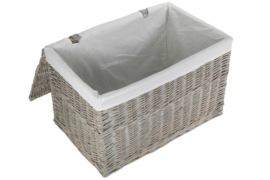 28 Inch Grey Wash Willow Storage Hamper