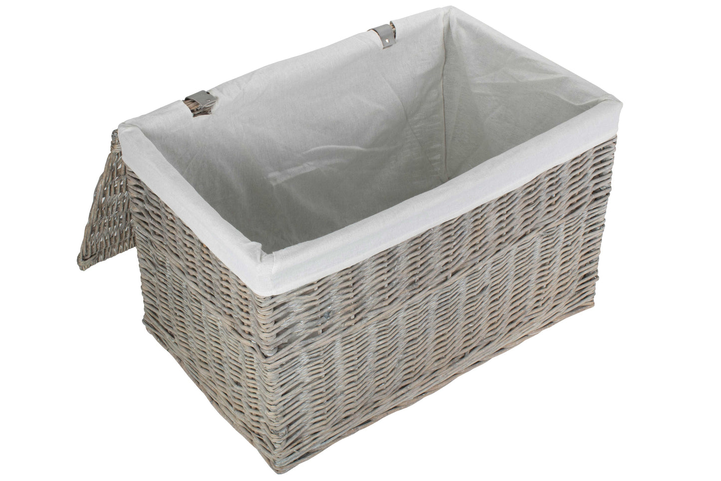 28 Inch Grey Wash Willow Storage Hamper