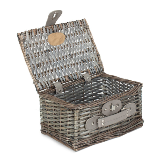 Small Antique Wash Split Willow Chest Hamper