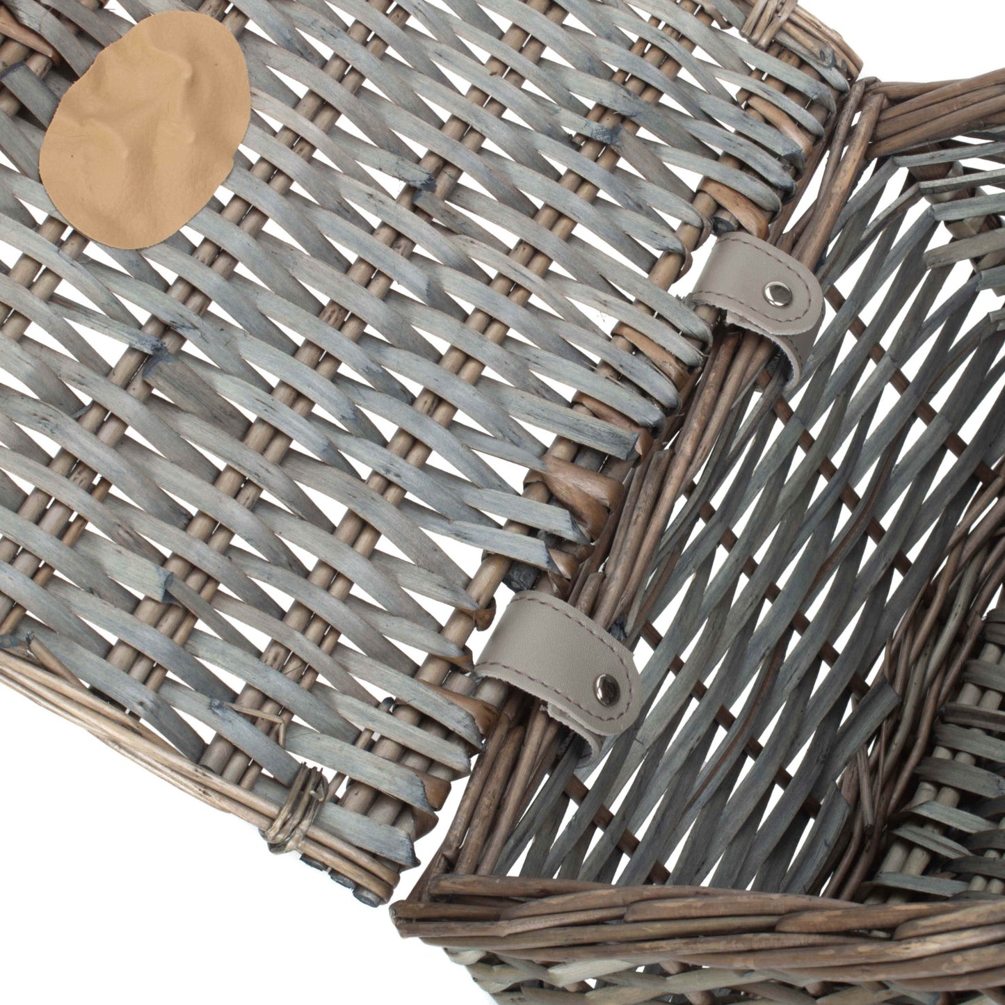 Small Antique Wash Split Willow Chest Hamper