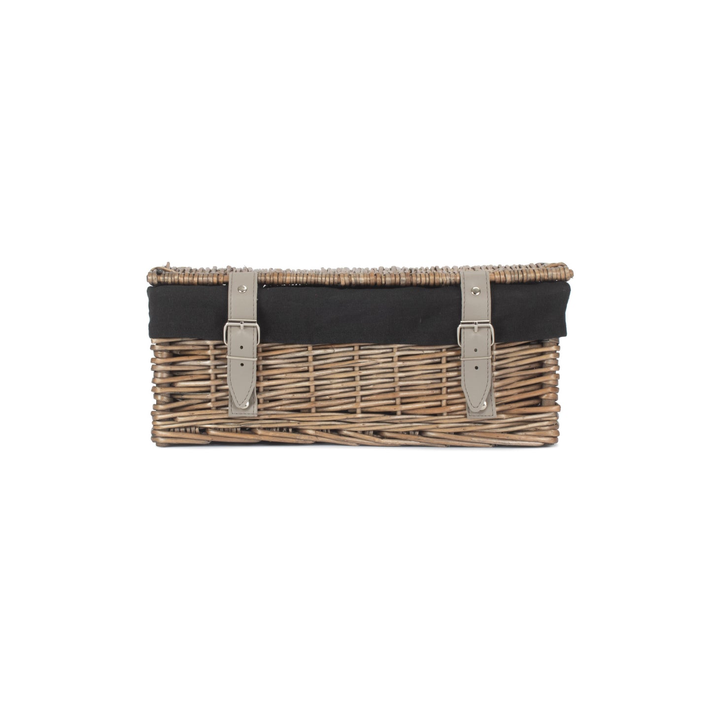 14 Inch Antique Wash Wicker Hamper Basket with Black Lining