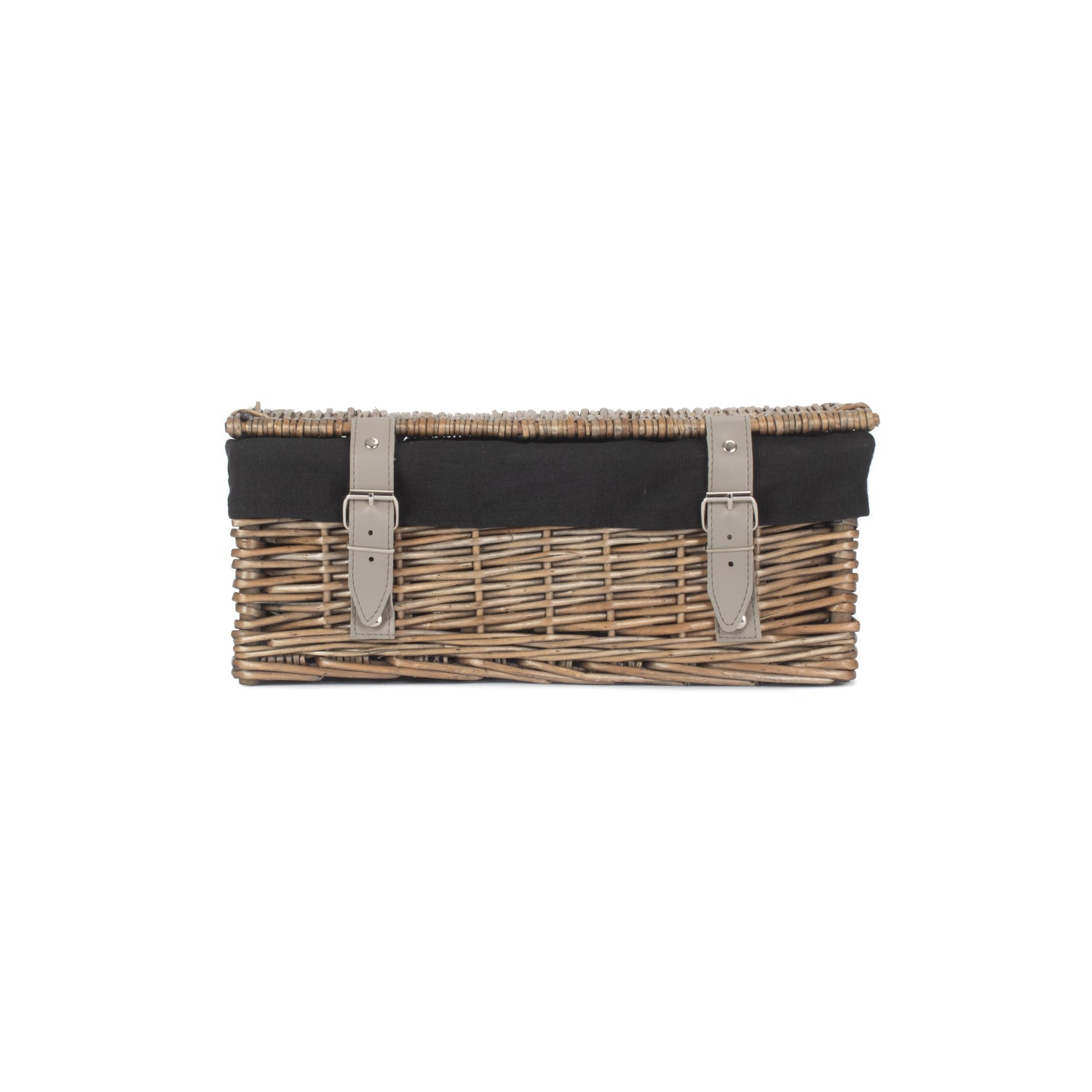 14 Inch Antique Wash Wicker Hamper Basket with Black Lining